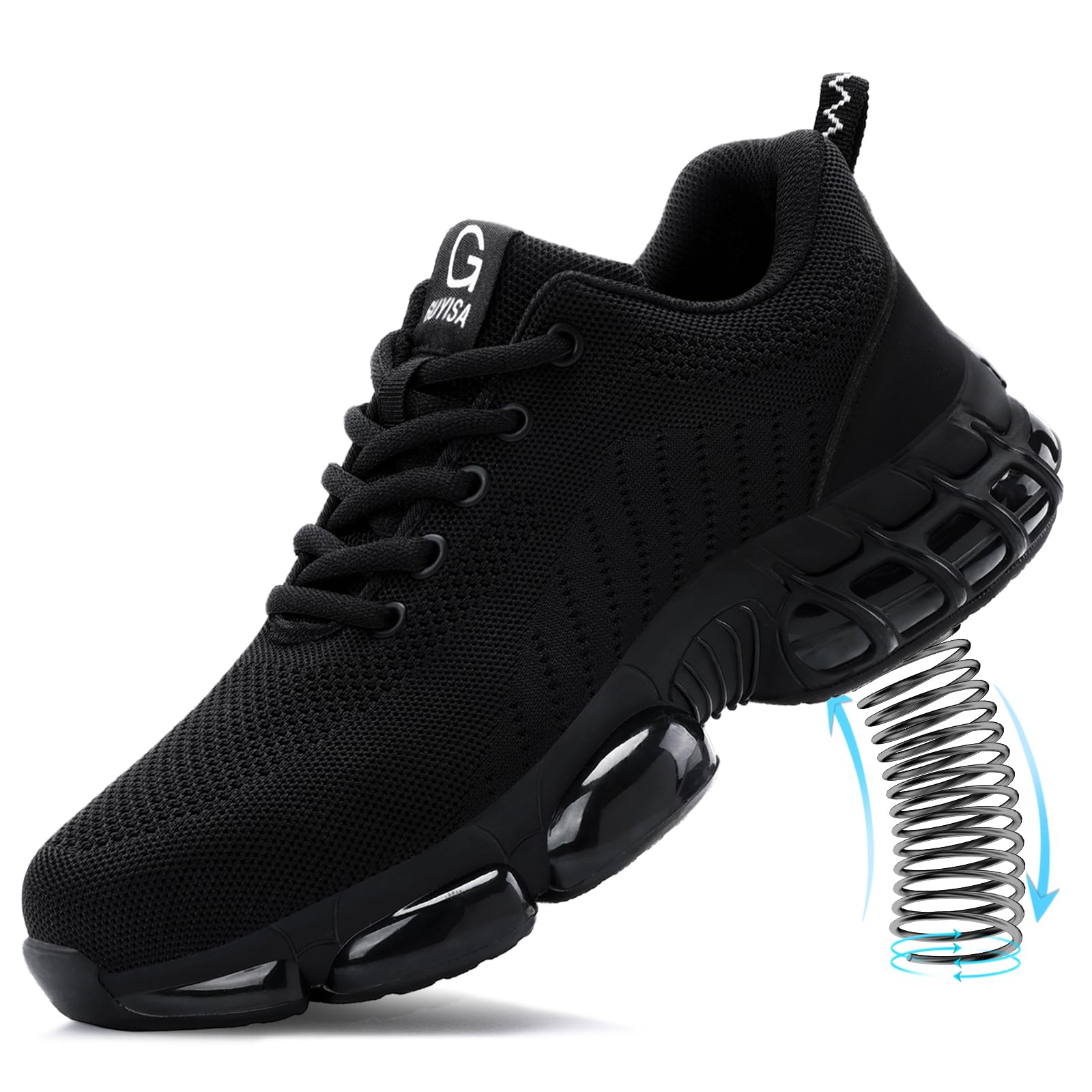 TANIELD erkek çelik burunlu hafif iş ayakkabısı, nefes alan hava yastıklı güvenlik modeli